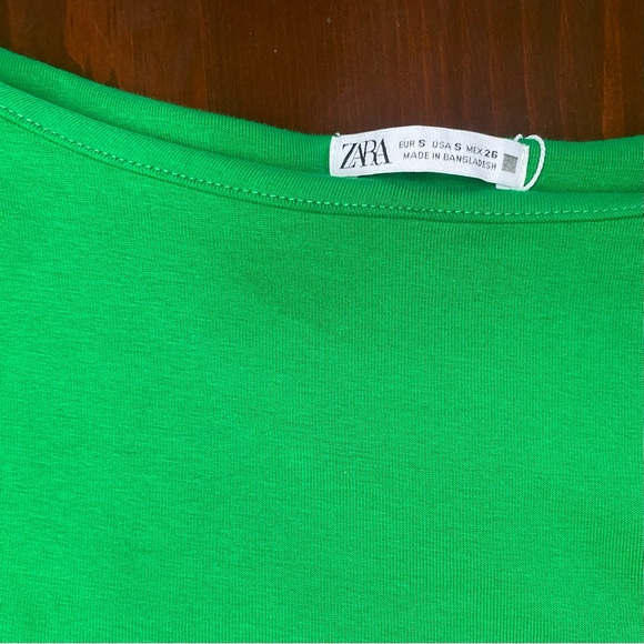 ZARA Women’s Fitted Dress Green Boatneck Size Small - Picture 10 of 11